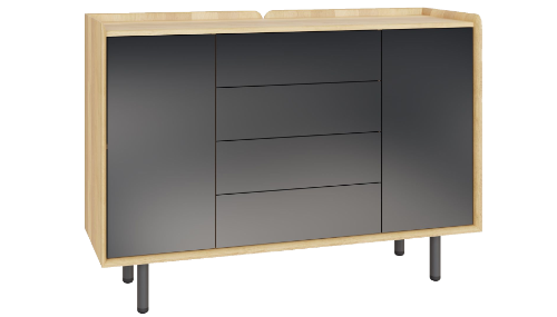 Large oak paneled sideboard with anthracite doors and drawers
