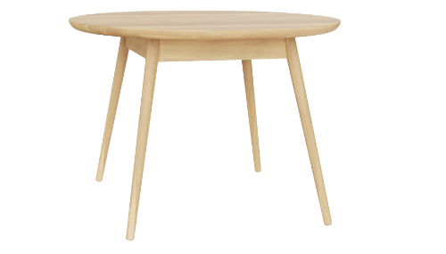 Round oak dining table with natural finish