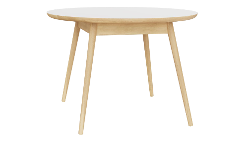 Round oak dining table with white top