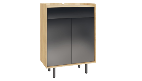 Small Sideboard 80cm with oak side panels and Anthracite doors, drawer and feet