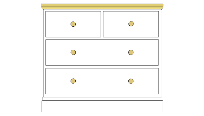 Cornish Painted Oak 2 over 2 Drawer Chest