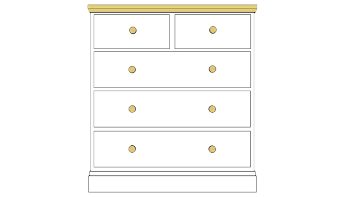 Cornish Painted Oak 2 over 3 Drawer Chest