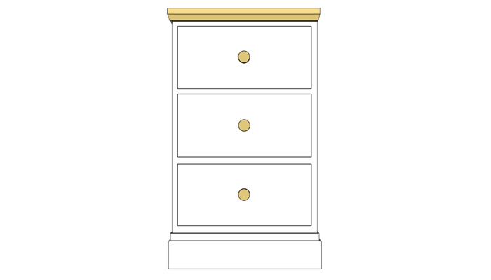 Cornish Painted Oak 3 Drawer Wellington Chest