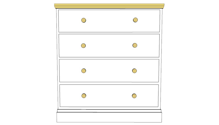 Cornish Painted Oak 4 Drawer Chest