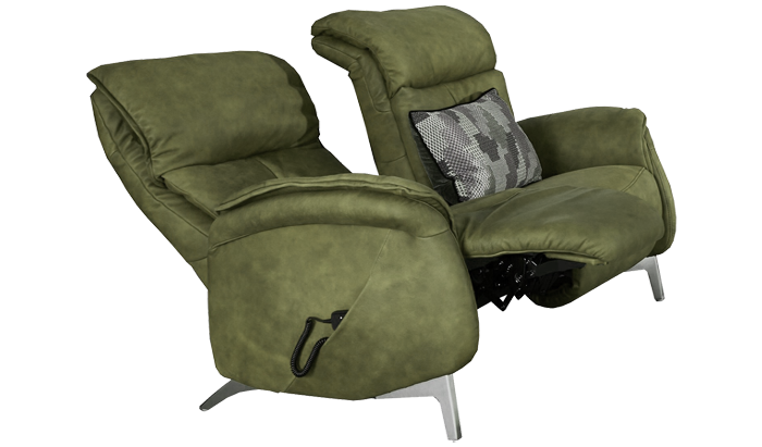 Swan Leather 2 Seater Power Cumuly Recliner 80P	