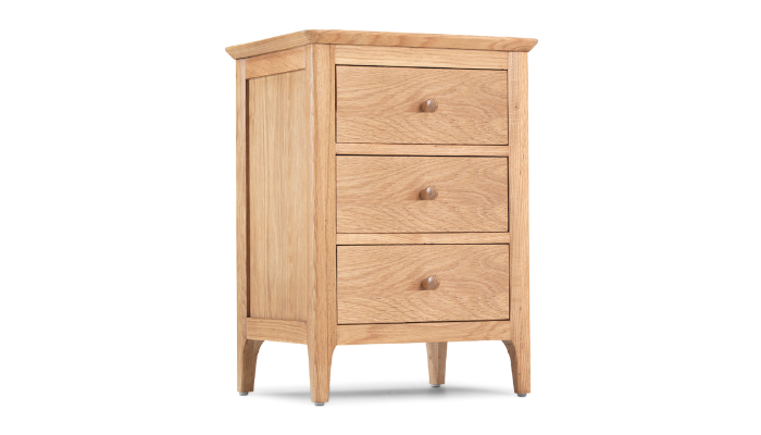 Wardley Oak 3 Drawer Bedside Cabinet