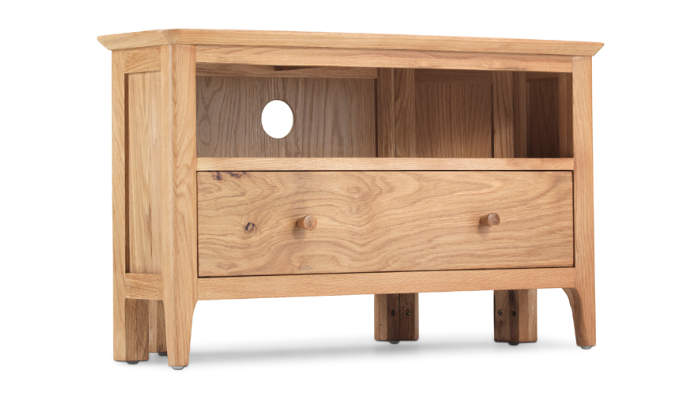 Wardley Oak Corner TV Unit with Drawer